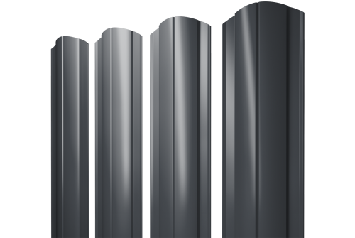Штакетник Круглый фигурный 0,45 PE-Double RAL 7024 мокрый асфальт